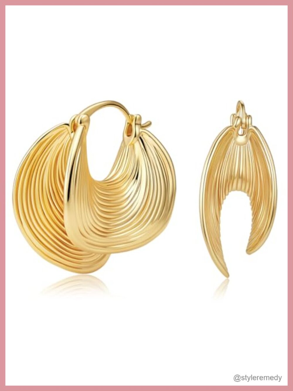 Chunky Gold Hoop Earrings 18K Gold Plated 925 Sterling Silver Hammered